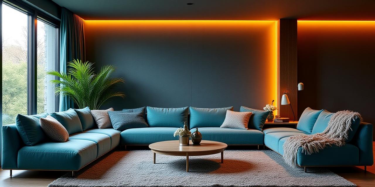 Soggiorno moderno e accogliente con illuminazione smart